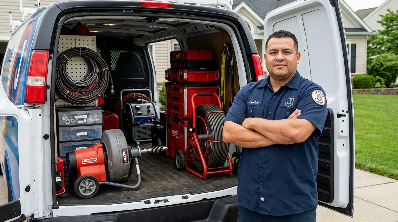 Professional drain cleaning equipment and Johns Plumbing LLC plumber in Southgate